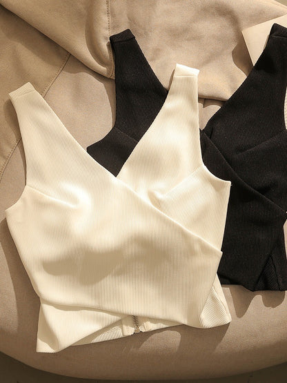 Black hot girl sexy cross camisole women's suit with bottoming and outer wear short design sleeveless top