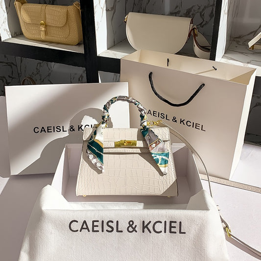 Niche Caeisl Kciel fashion crocodile pattern Kelly bag women 2023 new one-shoulder Messenger bag handbag
