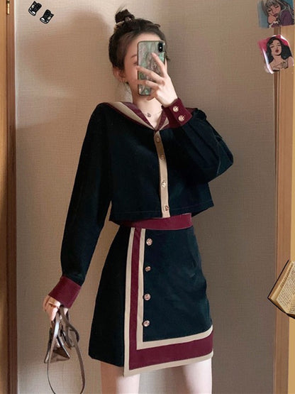 Small fragrant wind suit 2022 spring new female small net red temperament fashion celebrity skirt two-piece set