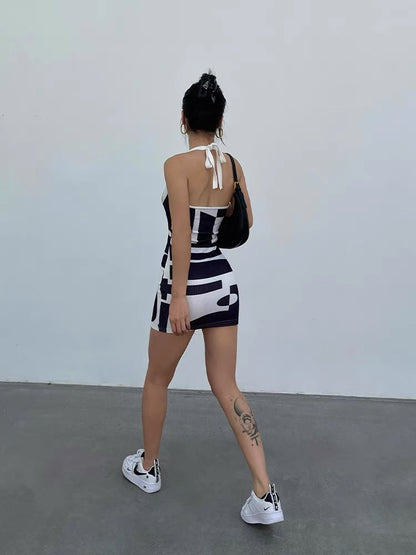 Jingye sexy halter neck suspender dress summer women's high-end temperament waist slim slimming hip skirt