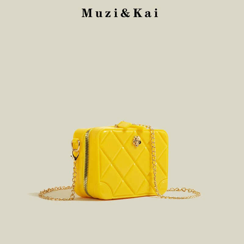 MuziKai genuine high-grade texture jelly small bag women 2022 new trendy all-match Messenger chain small square bag