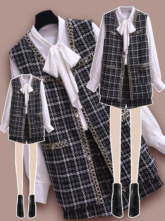 Xiaoxiangfeng suit female early autumn 2022 new net red temperament goddess fan fashion shirt vest two-piece set
