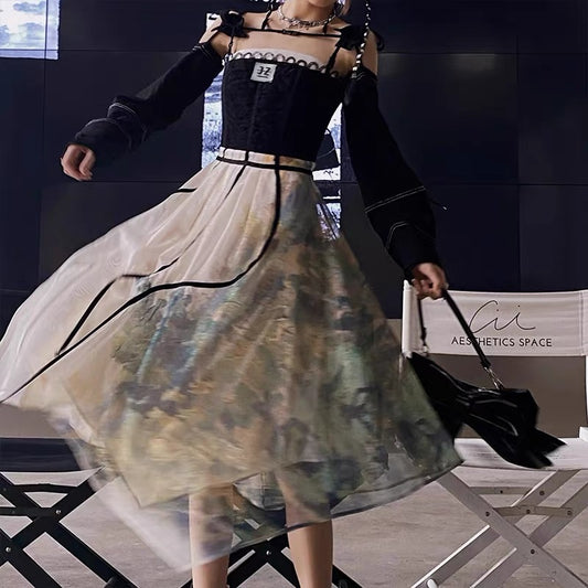 JZ artisan "Fushan Yuqing" French dress women's 2022 summer new design sense of niche suspender dress 1334