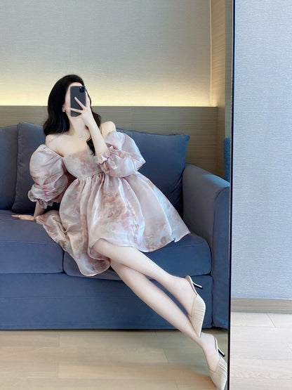 Sweet princess wind tutu skirt 2022 new temperament French retro niche waist a-line skirt dress female summer 2032