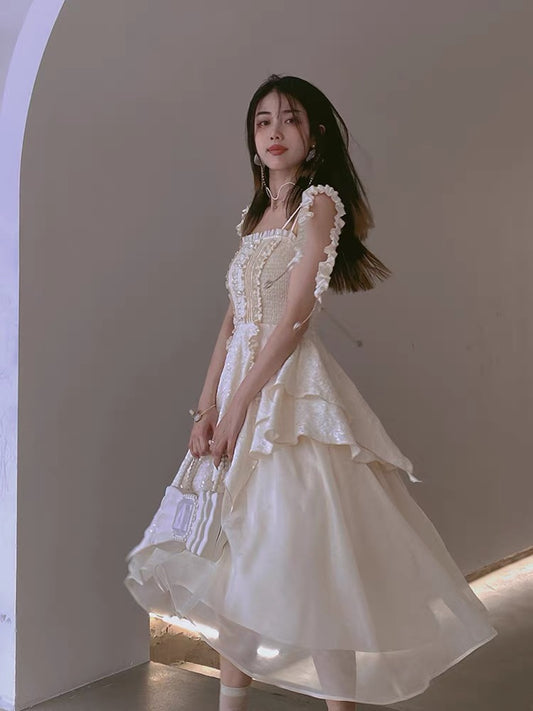 JZ Craftsman "Changle Weiyang" suspender princess dress 2022 summer new women's clothing niche design skirt 1312
