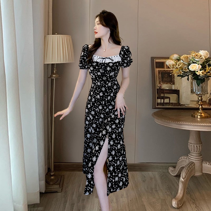 Tea break French floral dress women's summer 2023 summer new seaside vacation celebrity temperament thin skirt
