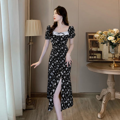 Tea break French floral dress women's summer 2023 summer new seaside vacation celebrity temperament thin skirt