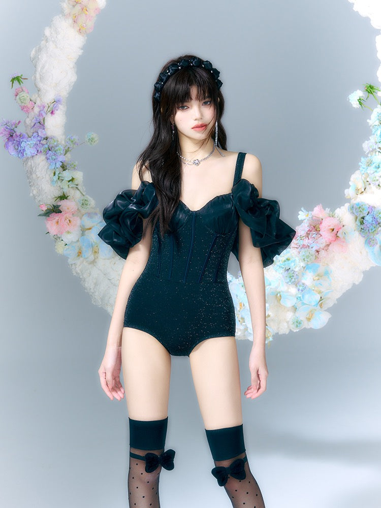 breezeholiday one-piece swimsuit female bathing hot spring conservative cover belly slimming high-end retro vacation swimsuit