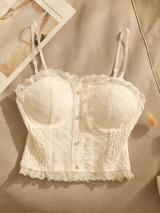 Lace lace camisole women's inner wear sexy beautiful back self-cultivation with chest pad design bottoming tube top top
