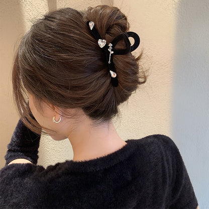 Lazy Weekend ~ Autumn and Winter Flocking Flashing Diamond Large Hair Accessories Barrette Female Back of the Head Shark Clip Clip Headwear
