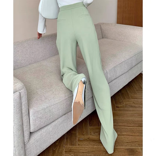 WANGXO pants women's high waist 2022 summer thin wide-leg casual pants drape thin straight-leg trousers