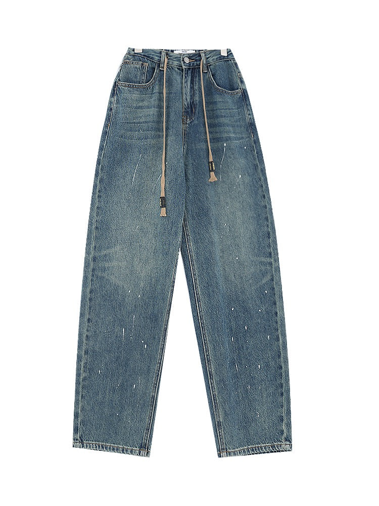 KEN STUDIO2022 new Harem jeans women's autumn and winter with drawstring loose straight pants casual pants pants