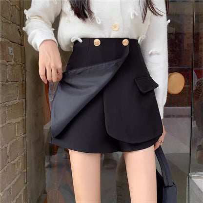 Fat mm skirt pants women 2022 new Korean fashion a-line wide-leg shorts autumn and winter large size all-match suit pants