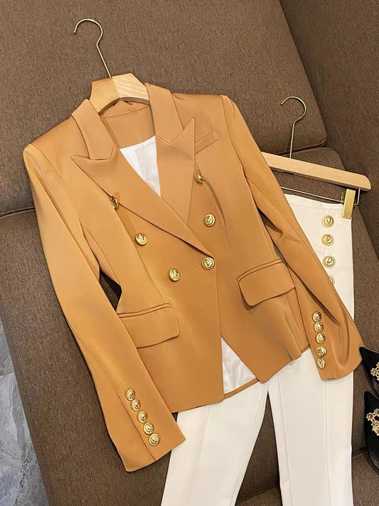 British brown suit niche design high-quality texture slimming ladies cold wind custom suit jacket female 6863