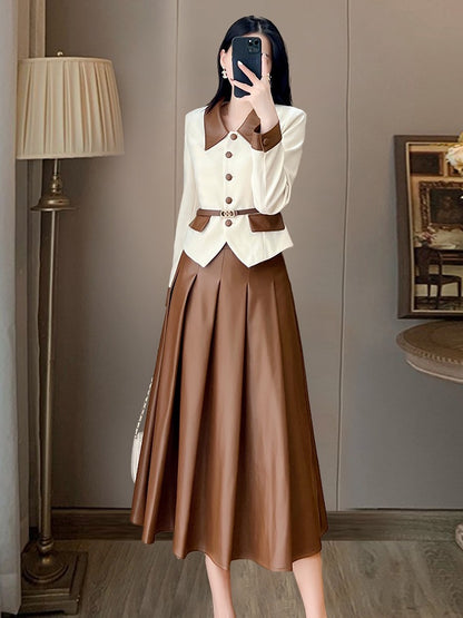 Small fragrant wind suit skirt spring women's 2023 winter new professional high-end fashion temperament celebrity two-piece suit