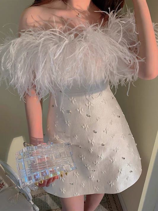 Bingbing is here丨Heavy industry temperament small ceremony skirt embossed hairy self-cultivation goddess celebrity dress female 2022 new 1502