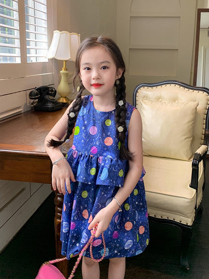 Original Girls Polka Dot Dress Children's Wear Western Style Round Neck Vest Dress New Ladies Children Baby Dress Skirt