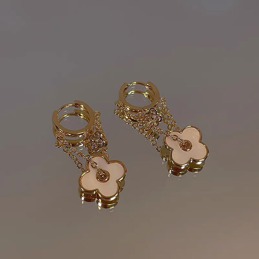 SUGAR natural shell tassel earrings niche light luxury high-end super fairy delicate sweet all-match earrings women