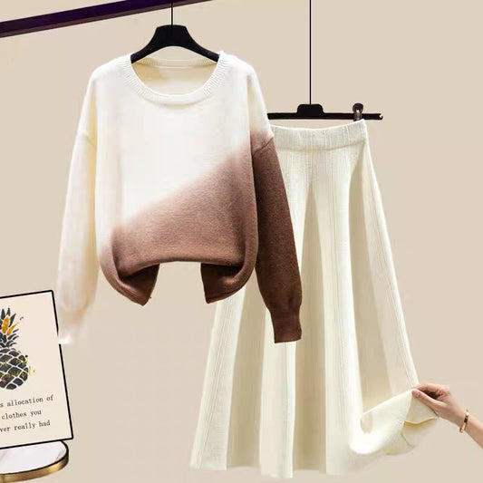 Autumn and winter skirts and winter suits women's models 2022 new small winter clothes with a complete set of two-piece sweaters