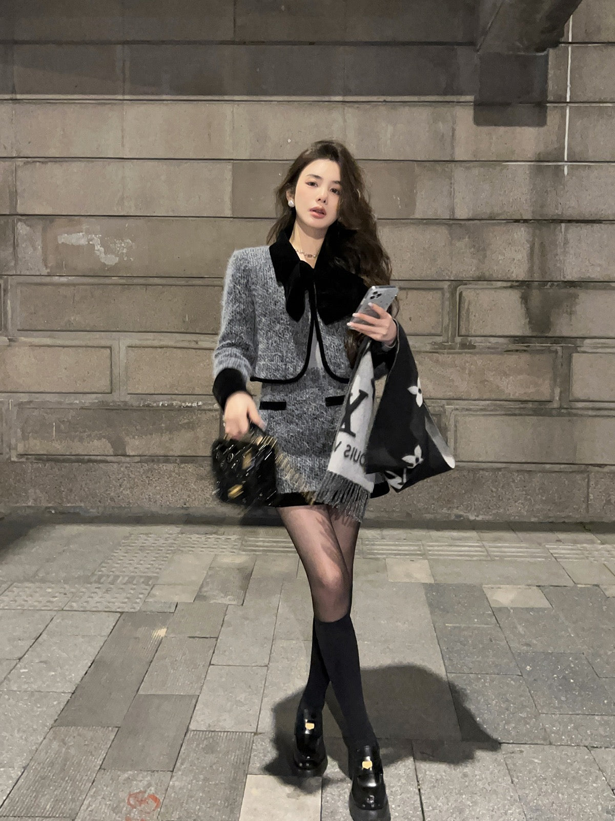Qiu Rouyao sweet and spicy fragrance suit female 2022 new high-grade woolen short coat skirt female two-piece set