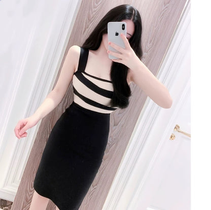 Colorblock Simple Sling Slim Fit Dress
