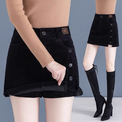 Corduroy skirt women's 2022 autumn and winter new high-waist a-line skirt slimming step bag hip skirt pants