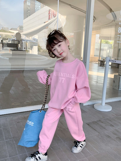 Girls' sports suit 2023 spring new children's Korean version casual loose sweater baby spring and autumn two-piece set