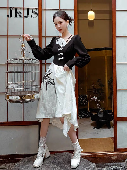 Long-sleeved cheongsam women's 2022 new young girl national style women's high-end improved new Chinese dress 1530