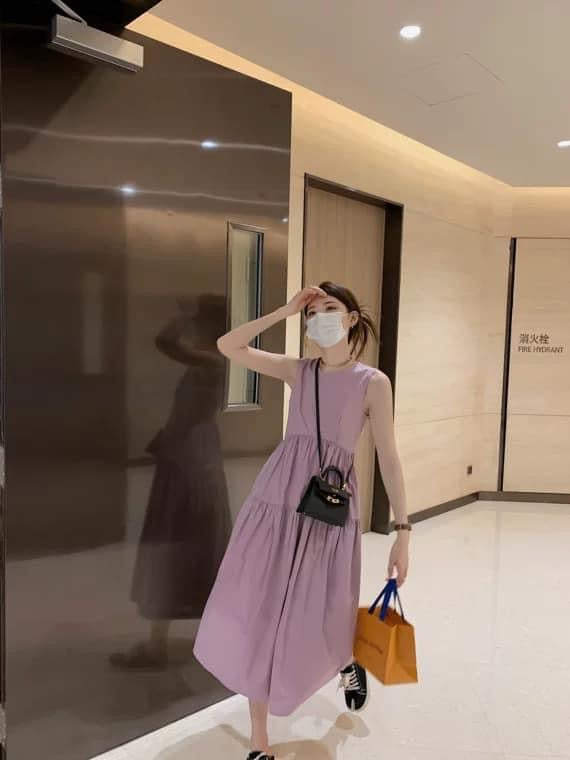 aaaaxbbb Nepal evening wind girlish milk purple temperament dress 2023 sleeveless backless dress summer