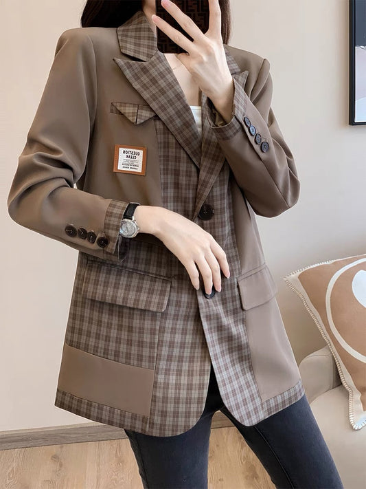 French temperament light familiar style suit top women's 2022 autumn and winter new high-end loose casual small suit jacket