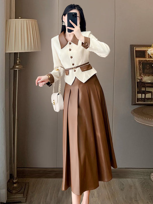 Small fragrant wind suit skirt spring women's 2023 winter new professional high-end fashion temperament celebrity two-piece suit