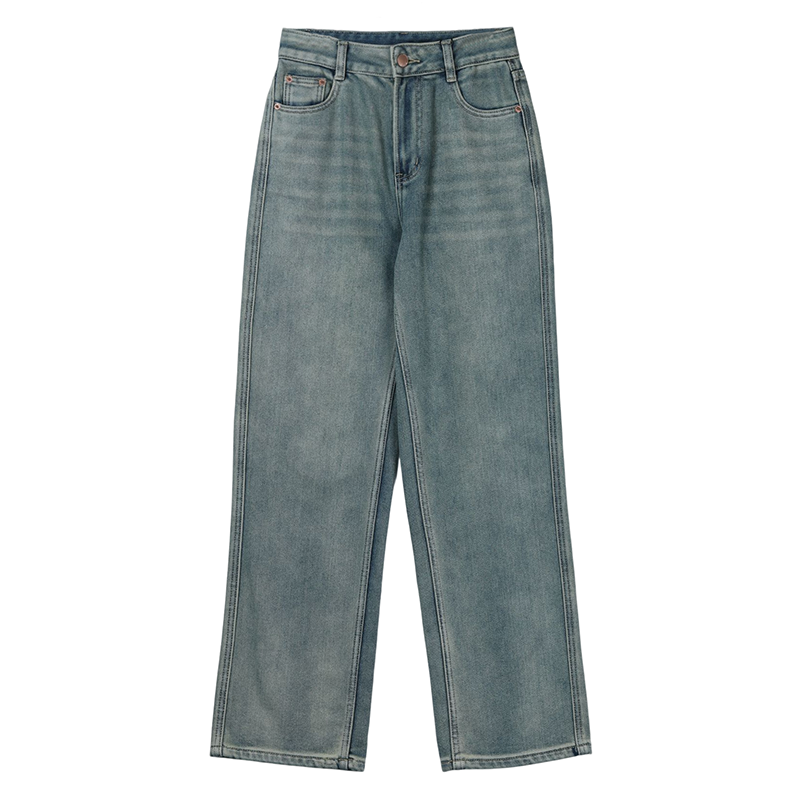 MUKOK high-waisted straight jeans women's spring 2023 new style slim slim wide-leg casual pants