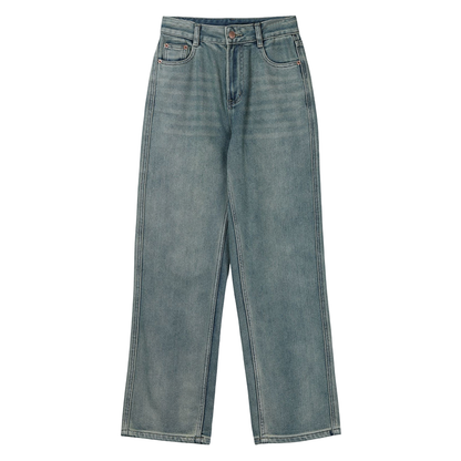 MUKOK high-waisted straight jeans women's spring 2023 new style slim slim wide-leg casual pants