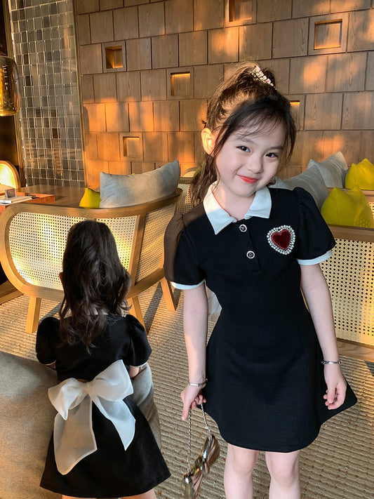 Original girls summer dress big children polo skirt children's clothing summer 2023 new dress children's college wind skirt