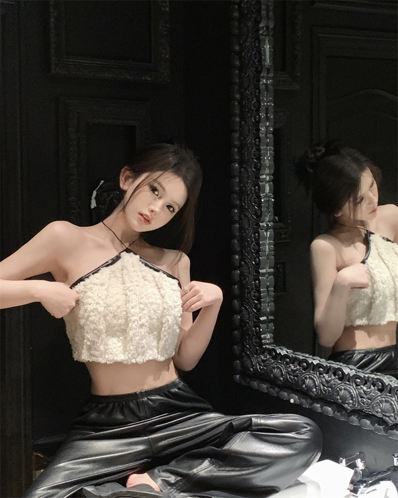 Small fragrant wind hanging neck camisole female summer design sense backless sweet hot girl sexy inside and outside wear bottoming top