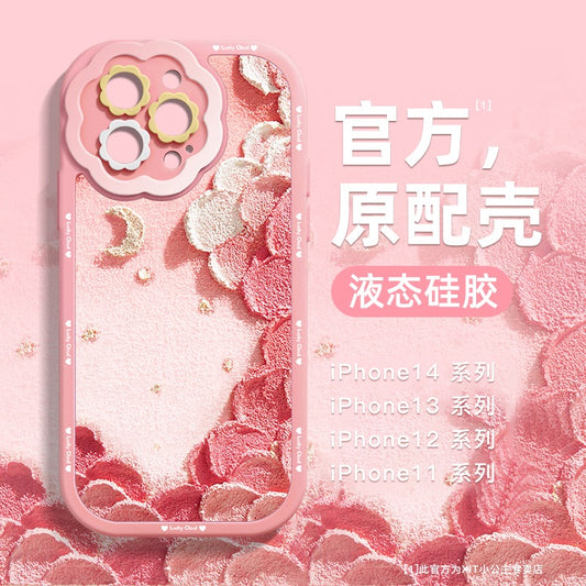 Crayon drawing is suitable for Apple 13/14 mobile phone case 12 Summer Girl's new iPhone 14/13 promax flower lens all-inclusive drop-proof 11 high-grade silicone net red xsma protective case 14plus