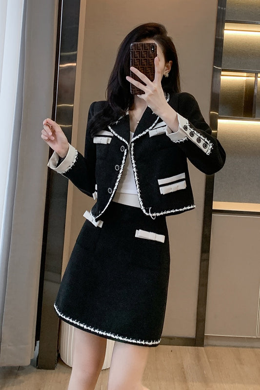 French temperament ladies short suit jacket skirt two-piece set 2022 autumn and winter new small fragrance suit women