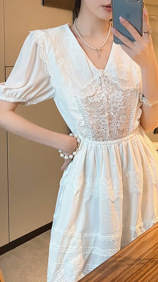 BETTER LS summer dress 2023 new lady temperament v-neck white dress French first love fairy skirt