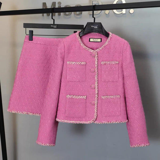 Miss DG Small Fragrance Suit Women's 2022 Fall Celebrity Daughter Short Jacket Thin A-line Skirt Two-piece Set 1691