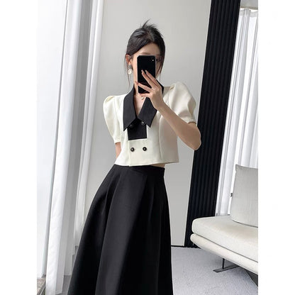 FT GUOGE small fragrance suit female 2022 summer new high-end French retro fashion skirt two-piece set