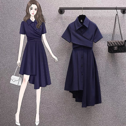 Plus size women's fat mm summer dress Western style backless dress fat sister irregular design skirt