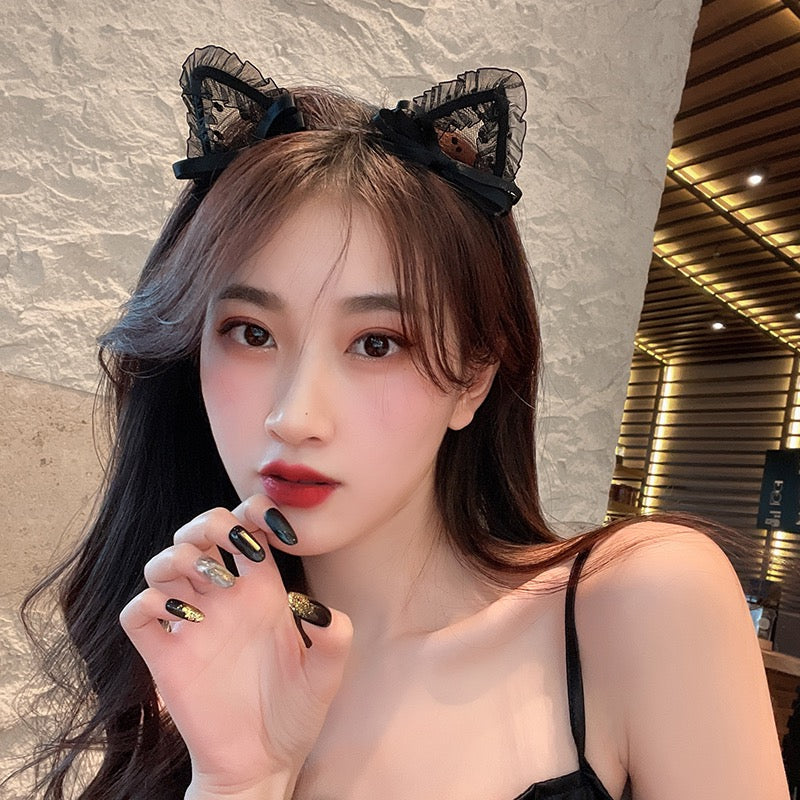 Cat ears hairpin decorative headband Internet celebrity 2022 new trendy cat headdress hair clip little wild cat headband hair accessories