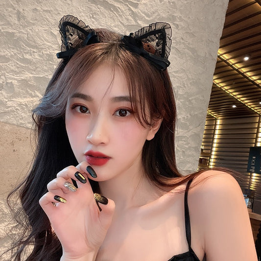 Cat ears hairpin decorative headband Internet celebrity 2022 new trendy cat headdress hair clip little wild cat headband hair accessories
