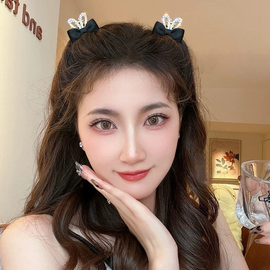 Star with the same bow princess head small clip female 2022 new high-end side bangs clip hairpin hair accessories
