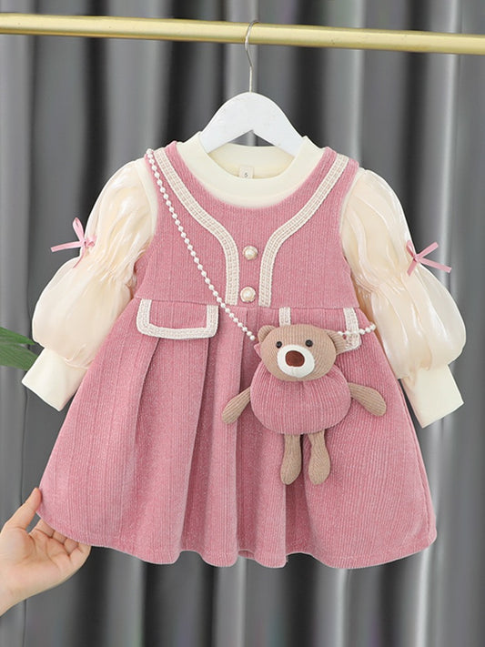 Girls' winter dress children's red princess dress autumn and winter baby New Year's dress winter one-year-old dress girl treasure