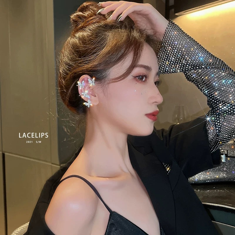 Light luxury butterfly temperament earrings without ear holes 2021 new earrings 2022 niche high-end earbone clip earrings