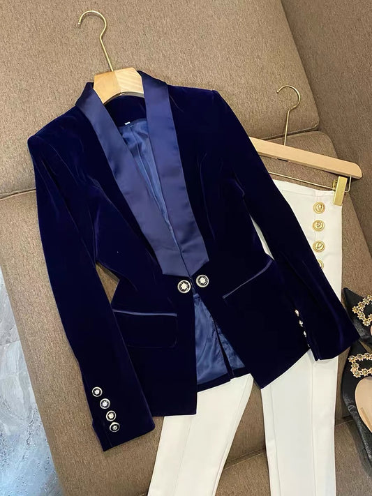 2022 new small chic design sense niche retro suit custom personalized suit jacket female 6806