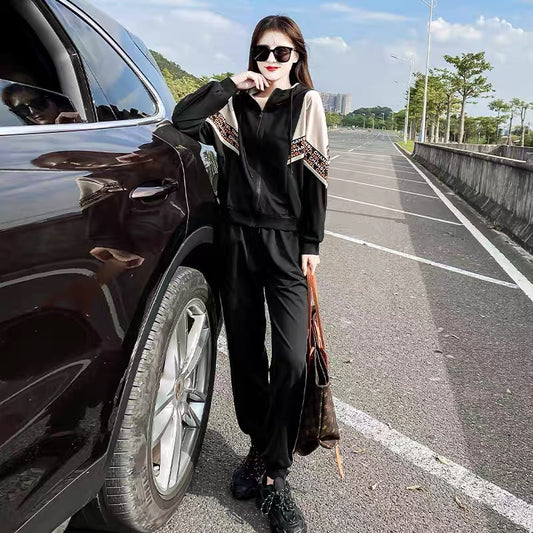 Casual fashion suit women's 2022 new style fried street foreign style net red temperament sportswear sweater two-piece tide 1770