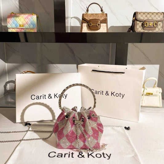 Carit Koty niche light luxury rhinestone bag female summer 2022 new trendy vegetable basket bucket bag chain portable