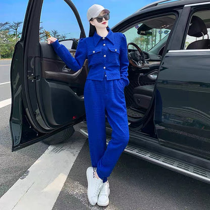 European goods 2022 spring and autumn new design sense niche age-reducing western style shirts casual pants fashion two-piece suit women 1664
